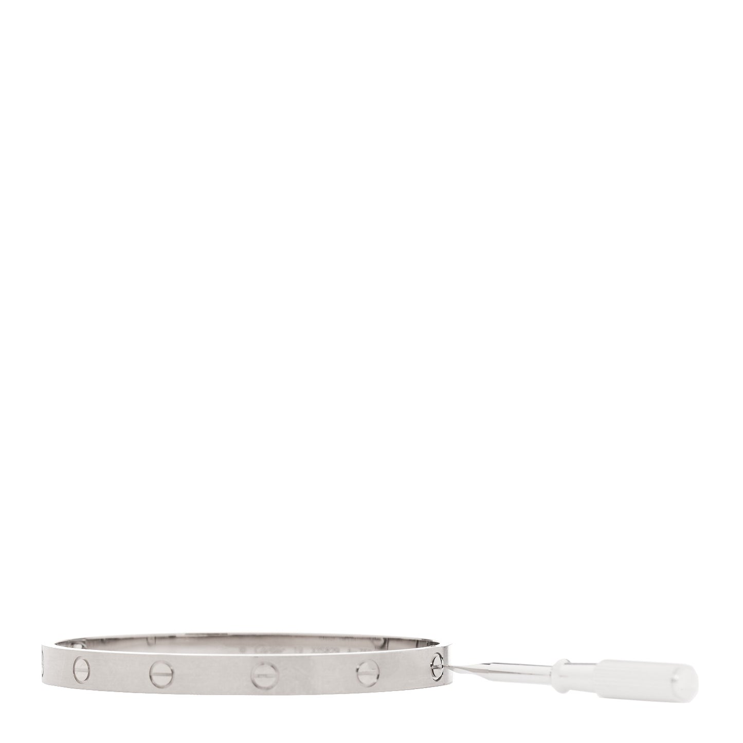18K White Gold Brushed Finish LOVE Bracelet 19