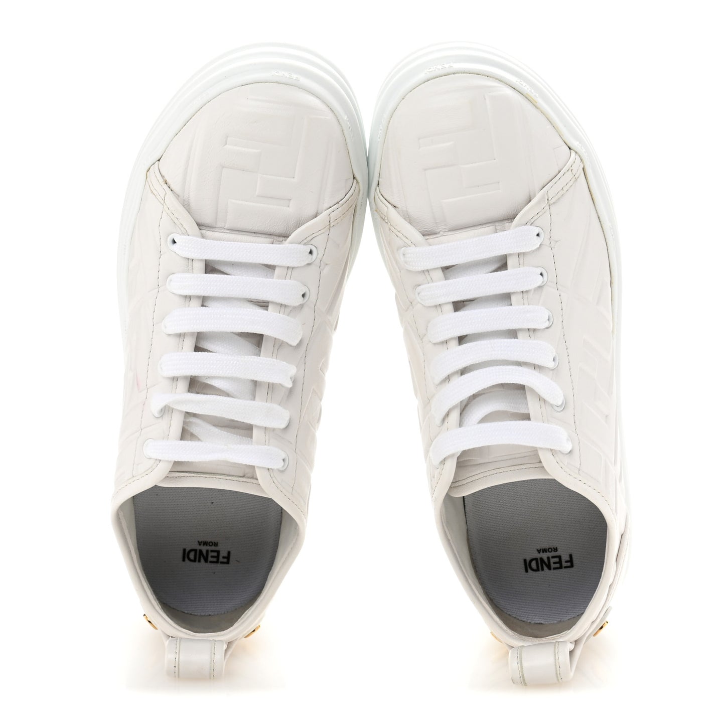 Nappa FF Embossed Rise Low Top Sneakers 37 White