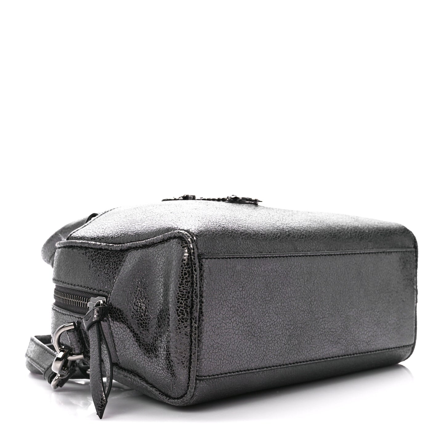 Metallic Calfksin Virtus Small Bowling Bag Grey