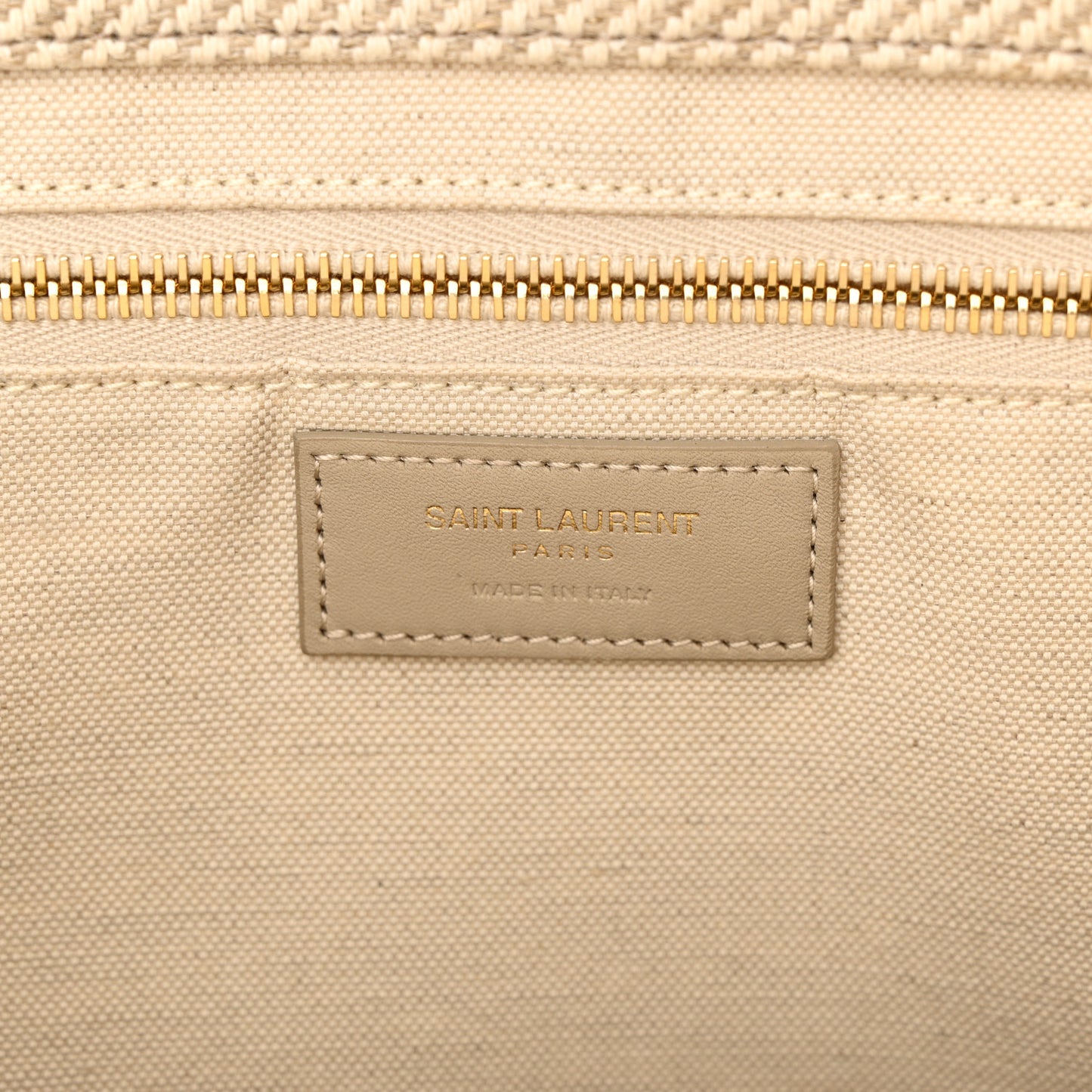 Linen Calfskin Small Rive Gauche Tote Beige Sea Salt