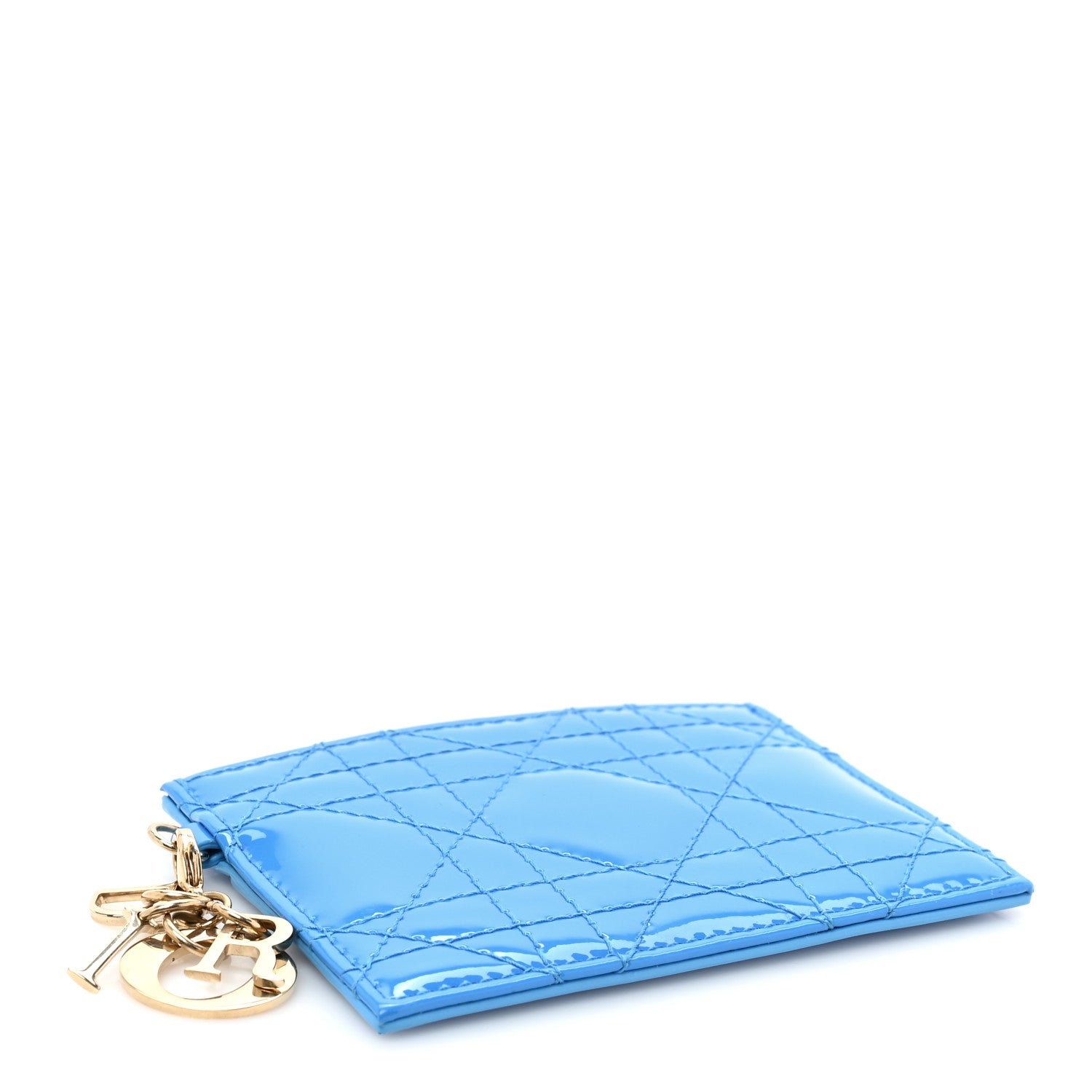 Christian Dior Patent Cannage Lady Dior Card Holder Blue 4 of 10