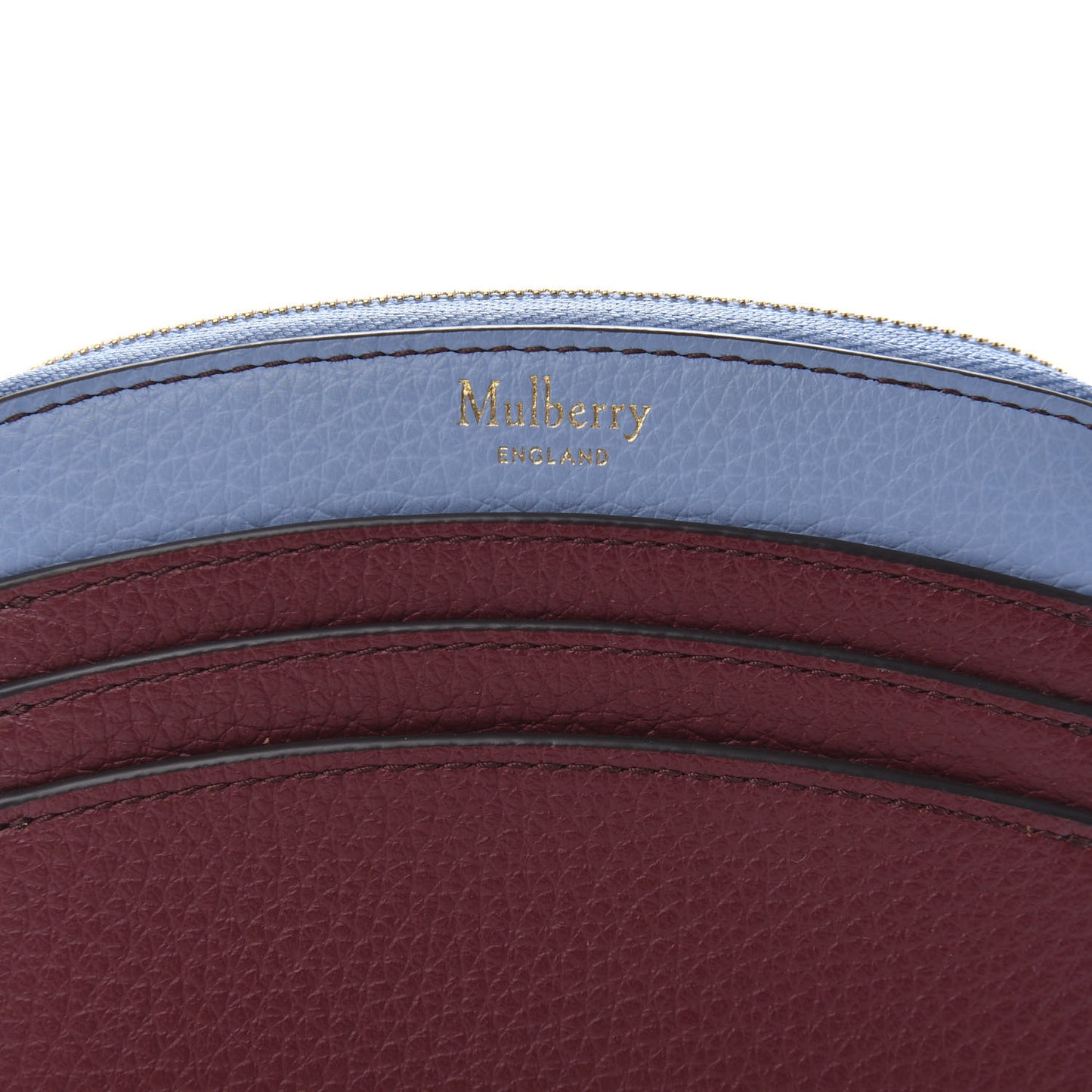 Small Classic Grain Calfskin Small Curved Zip Around Wallet Crimson