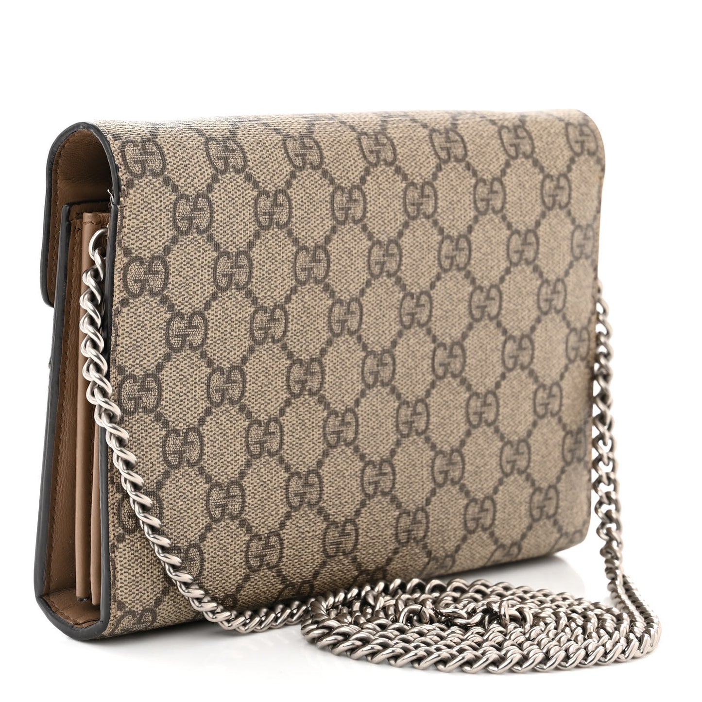 GG Supreme Monogram Mini Dionysus Chain Wallet Beige Taupe