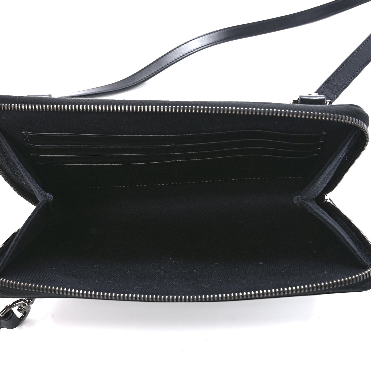 Coated Canvas La Greca Signature Clutch Black Gray