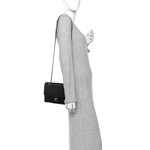 Iridescent Calfskin Small Happy Stitch Flap Black