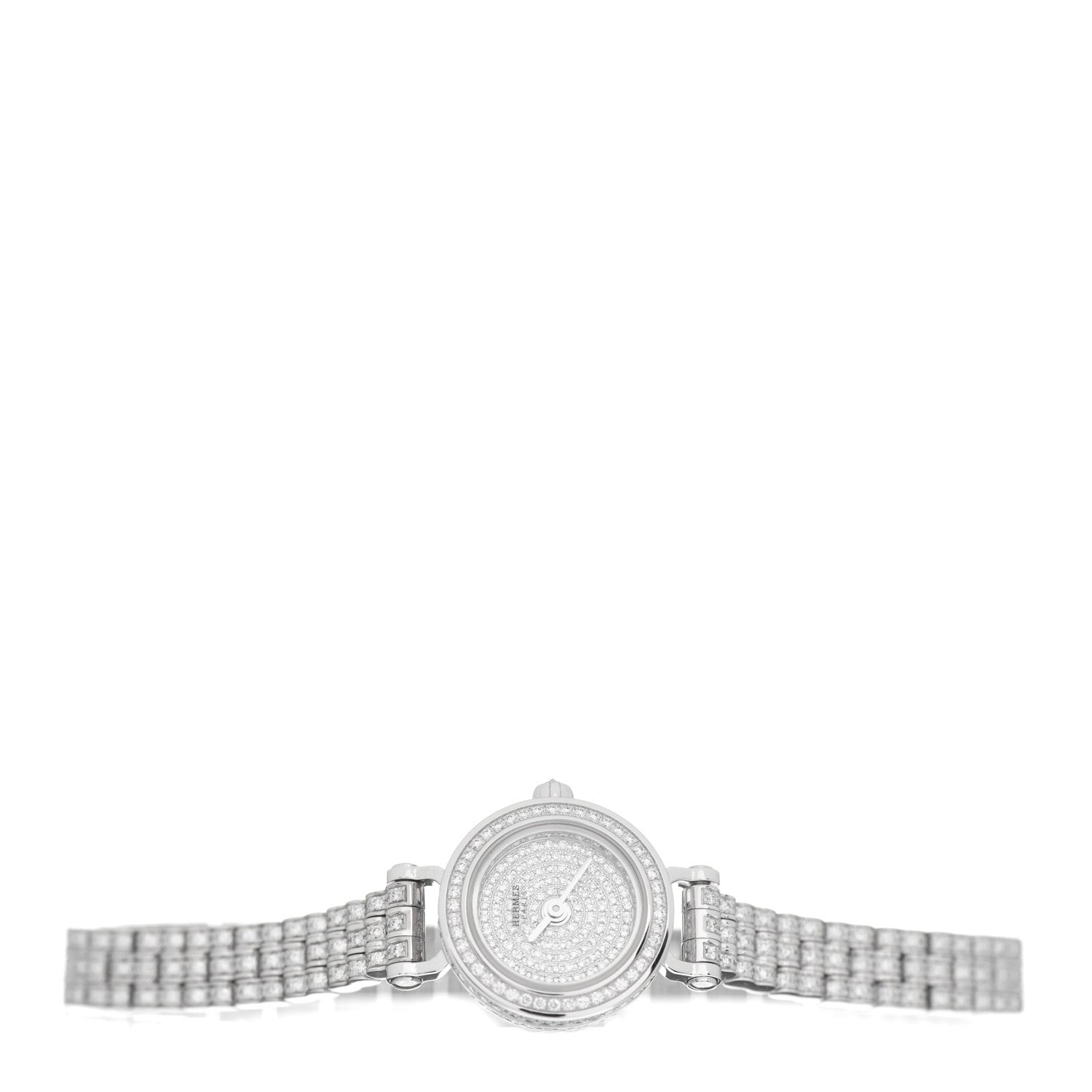 Hermes 18K White Gold Diamond Pave 16mm Faubourg Quartz Watch 2 of 5