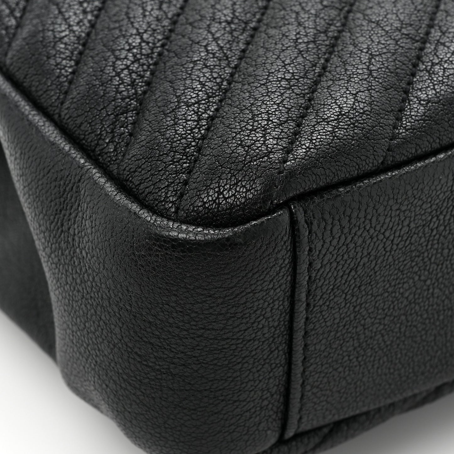 Sheepskin Matelasse Chevron Monogram Medium College Bag Black
