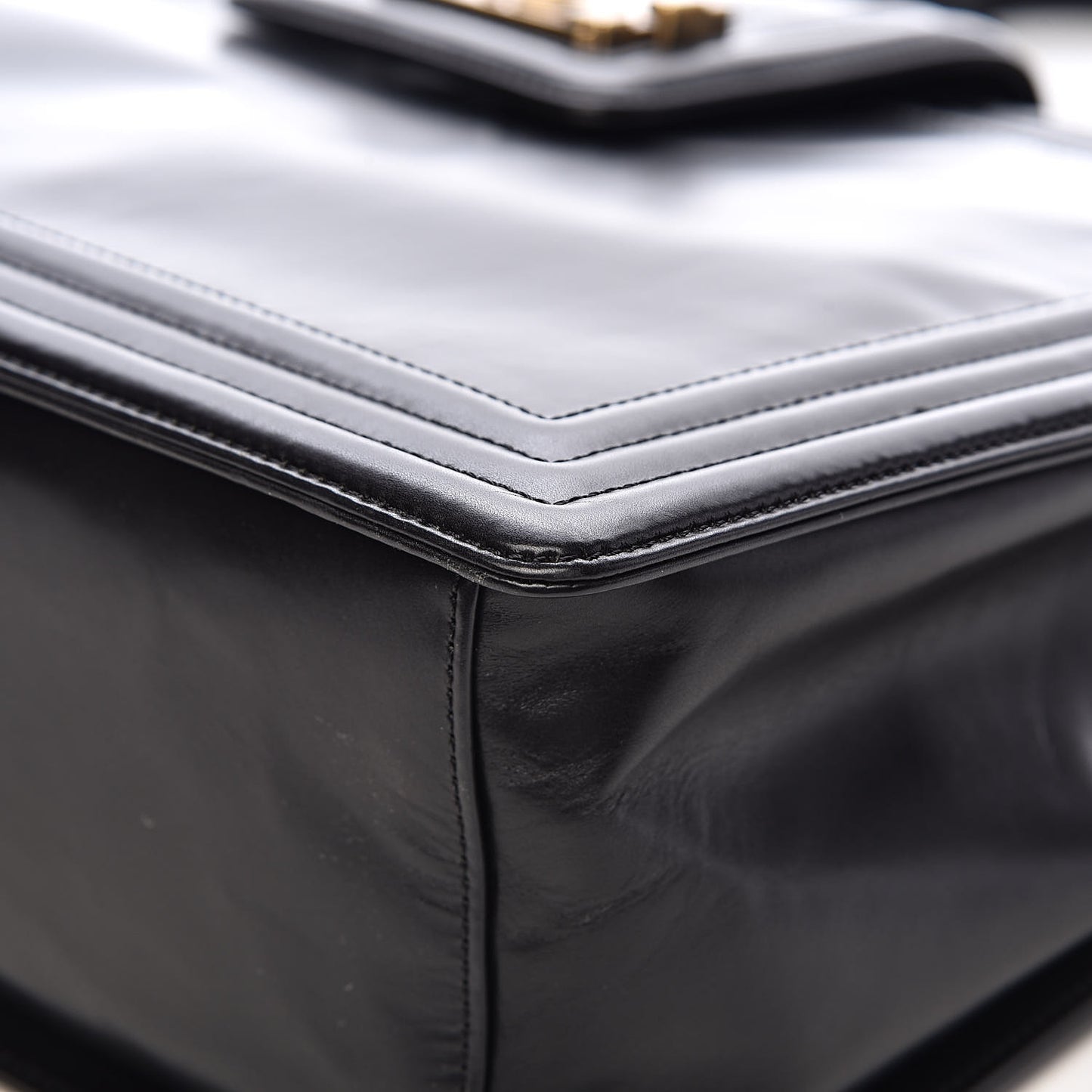 Glazed Calfskin Boy Tote Black