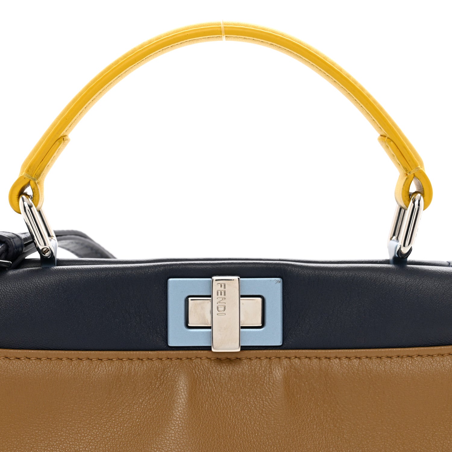 Fendi Nappa Mini Peekaboo Iconic Satchel Beige Blueberry Limone 4 of 9