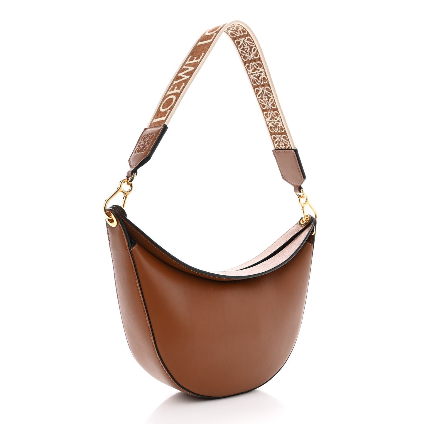 Satin Calfskin Jacquard Luna Bag Pecan