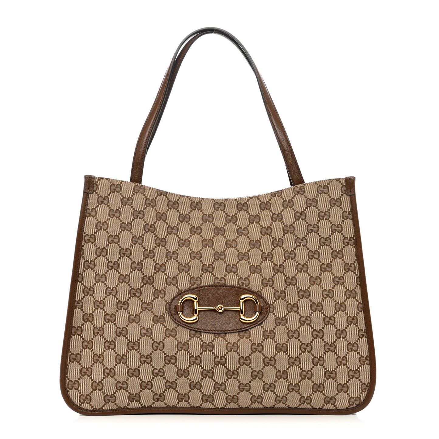Monogram Horsebit 1955 Tote Bag Beige Brown Sugar