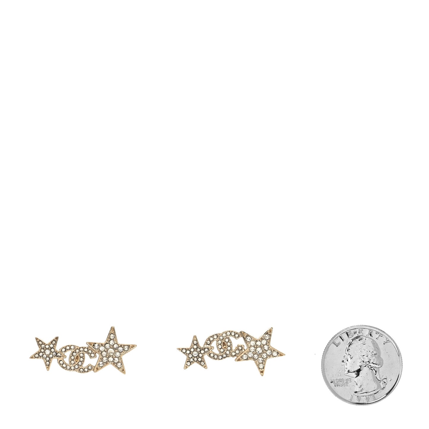 Crystal Star CC Earrings Gold