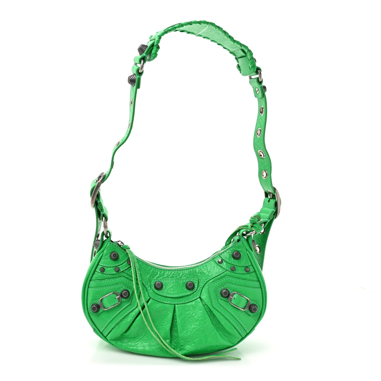 BALENCIAGA オリーブグリーン バングル Balenciaga Agneau Arena Le Cagole Shoulder Bag XS Vivid Green