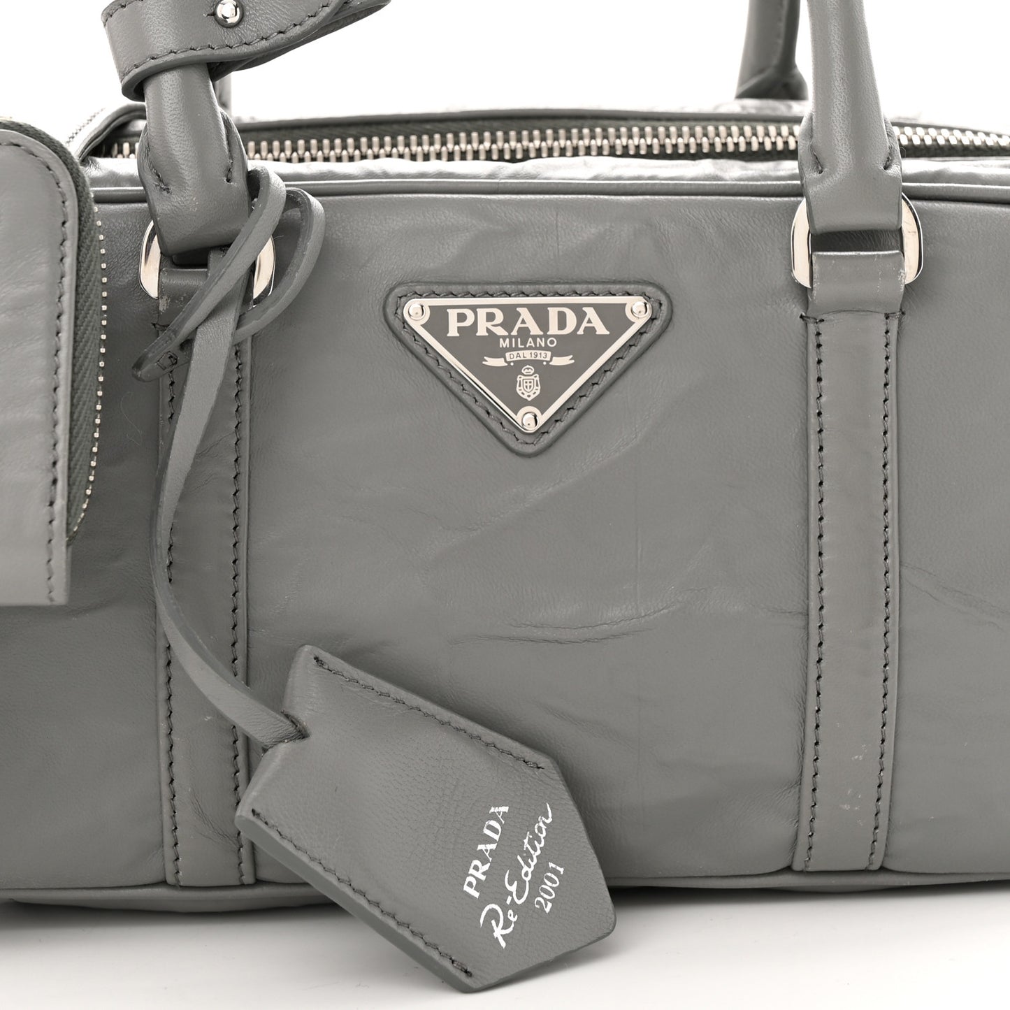 Nappa Antique Small Re-Edition 2001 Two Handle Crossbody Bag Ardesia