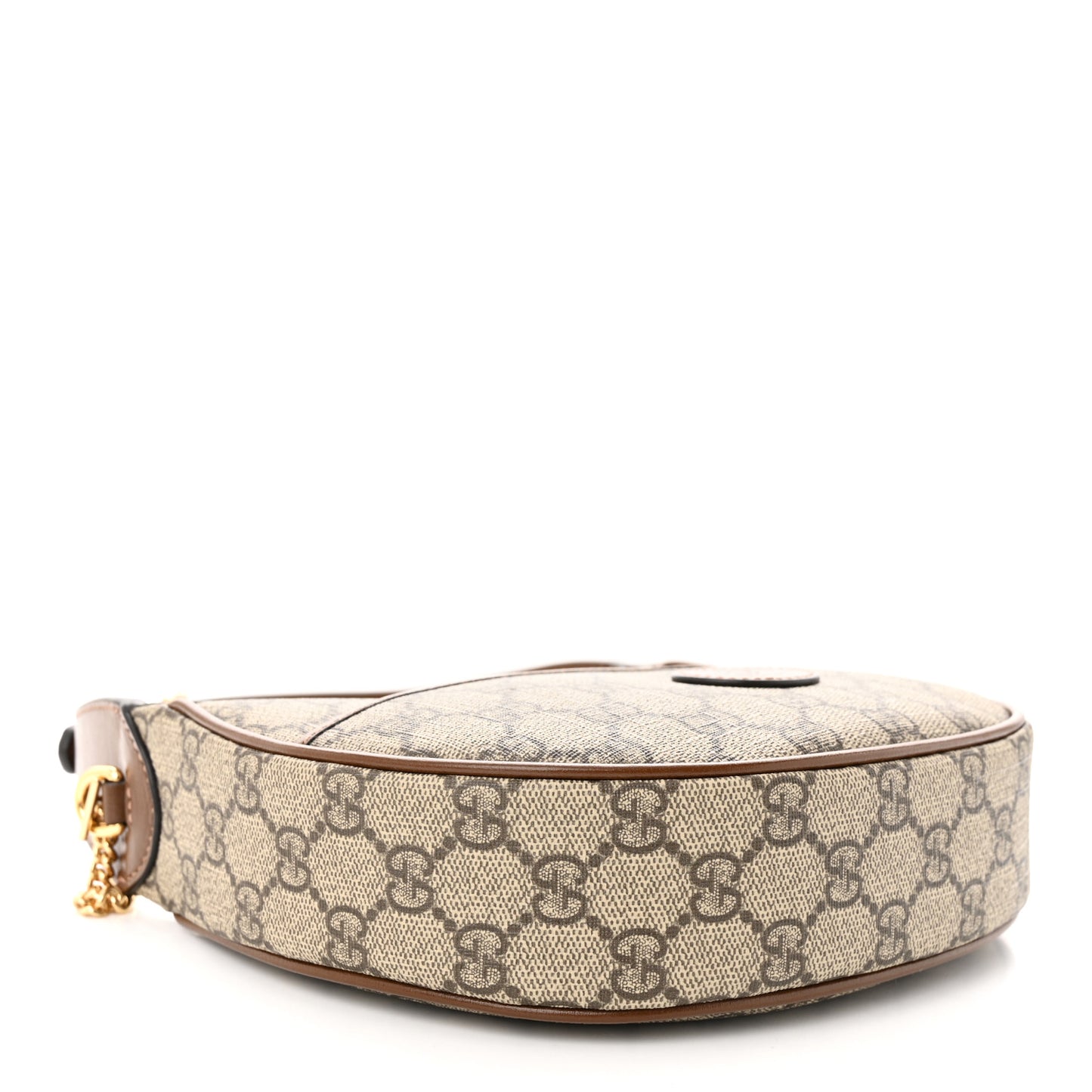 GG Supreme Monogram Azalea Calfskin Mini Retro Interlocking G Half Moon Bag Beige Ebony Brown Sugar
