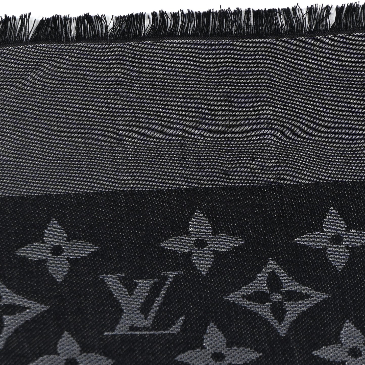 Silk Lurex Wool Monogram Shine Shawl Black