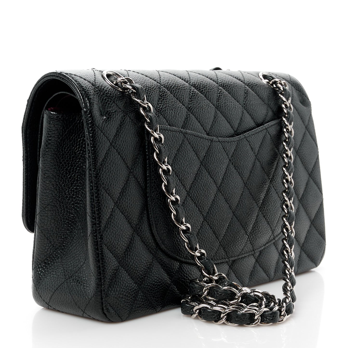 Caviar Quilted Medium Double Flap Black