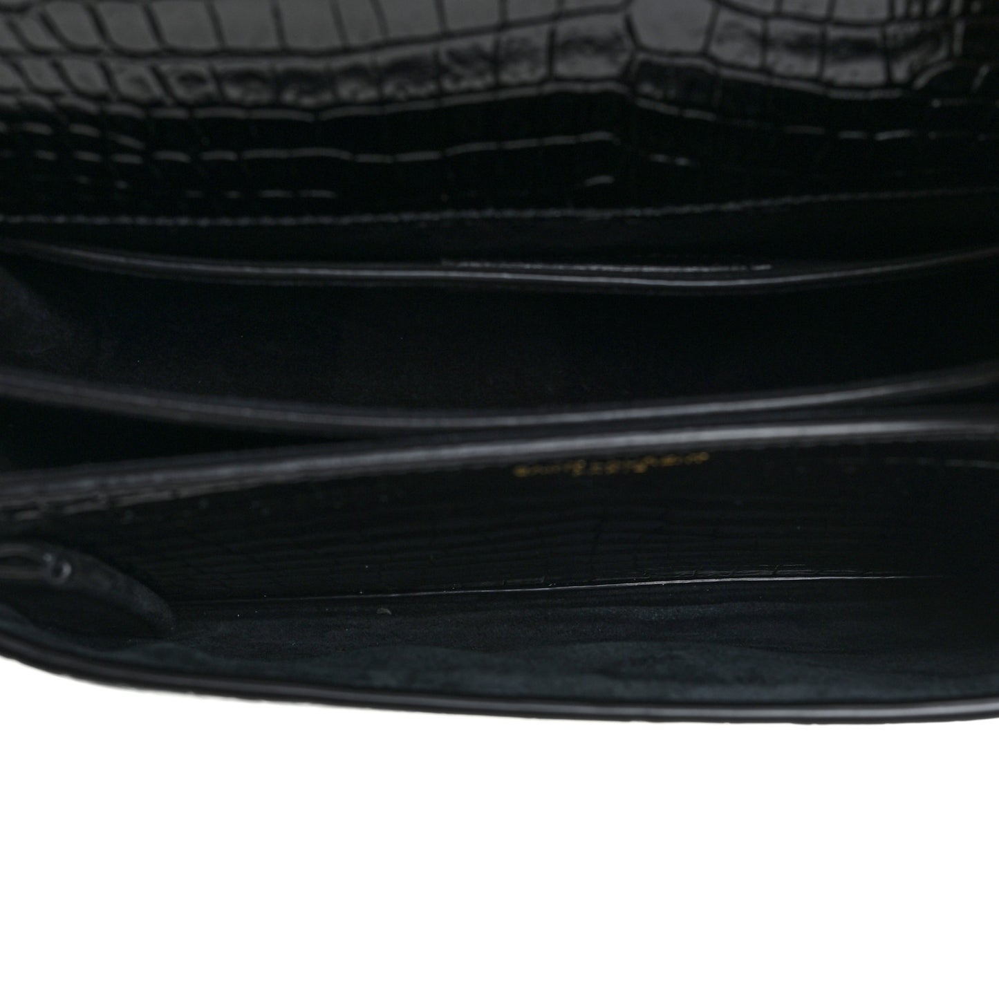 Calfskin Crocodile Embossed Medium Monogram Sunset Black