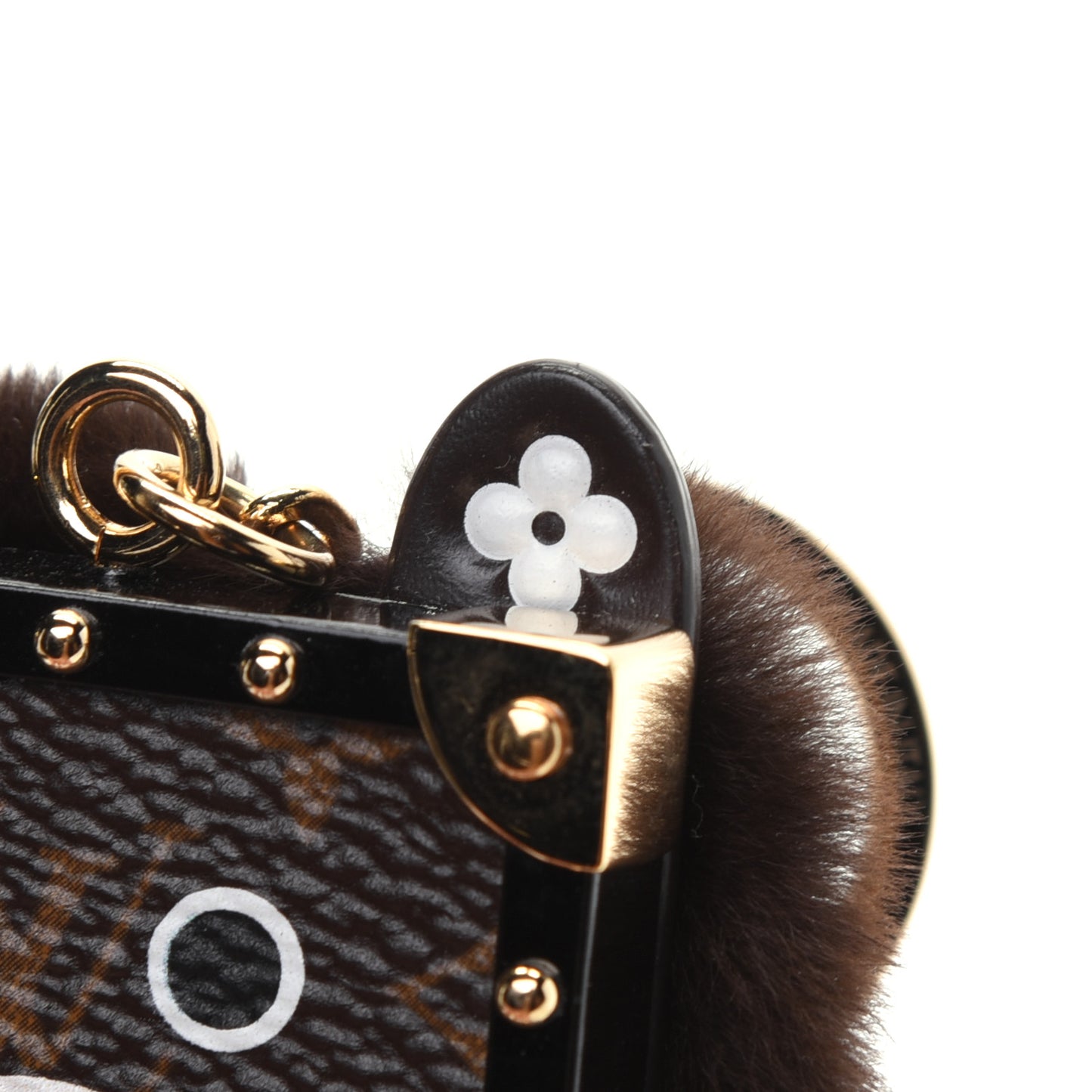 Wild Fur Monogram Eye-Trunk Bear Bag Charm