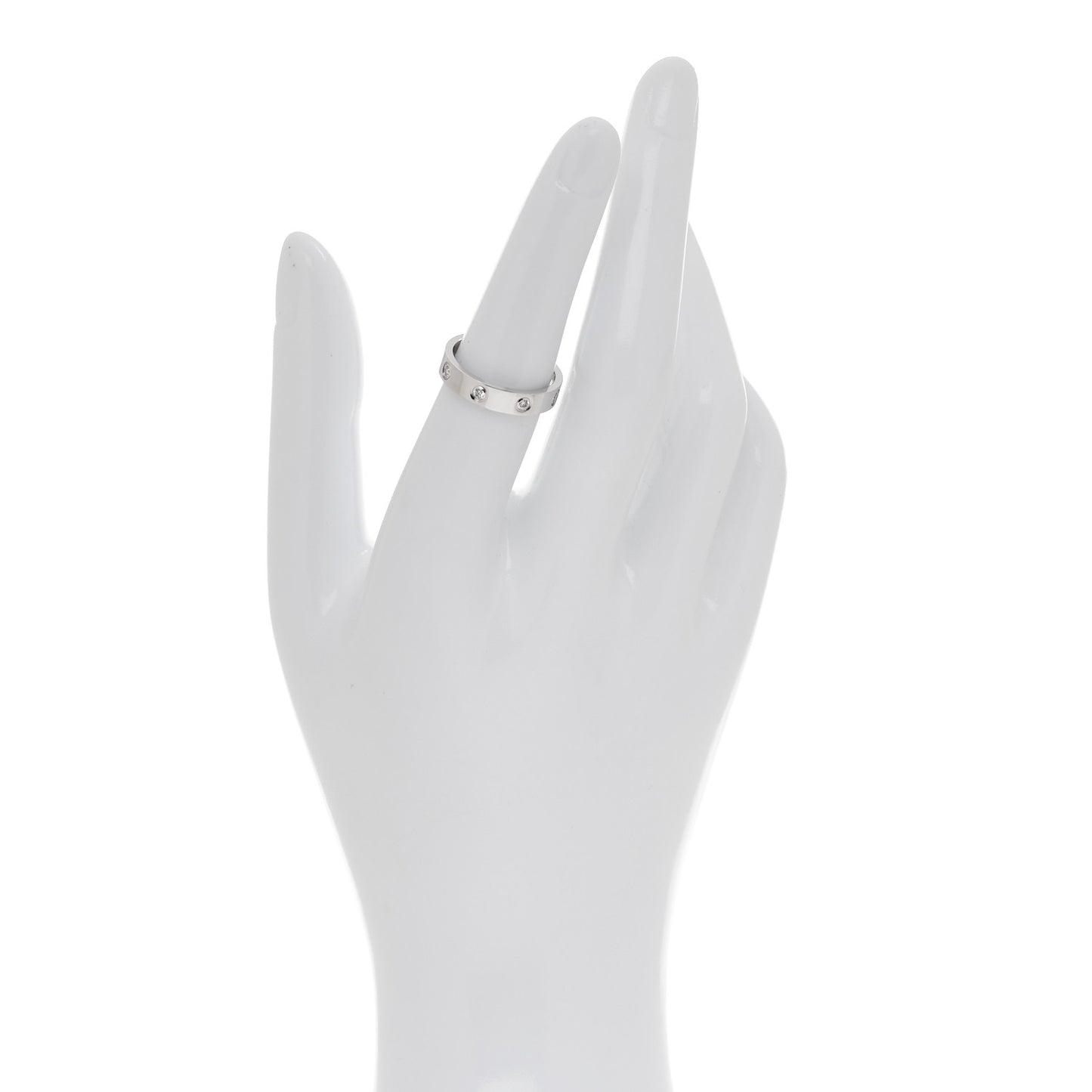 18K White Gold 8 Diamond 4mm Wedding Band LOVE Ring 52 6