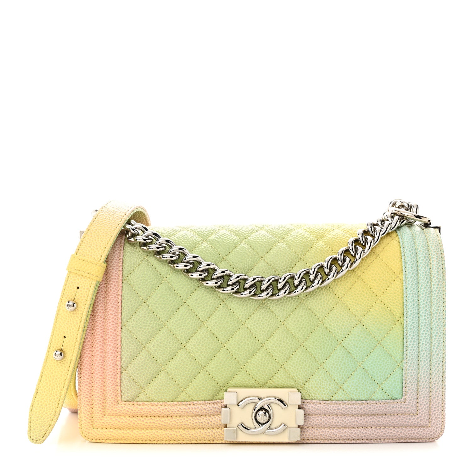 Chanel Caviar Quilted Medium Cuba Rainbow Boy Flap Multicolor