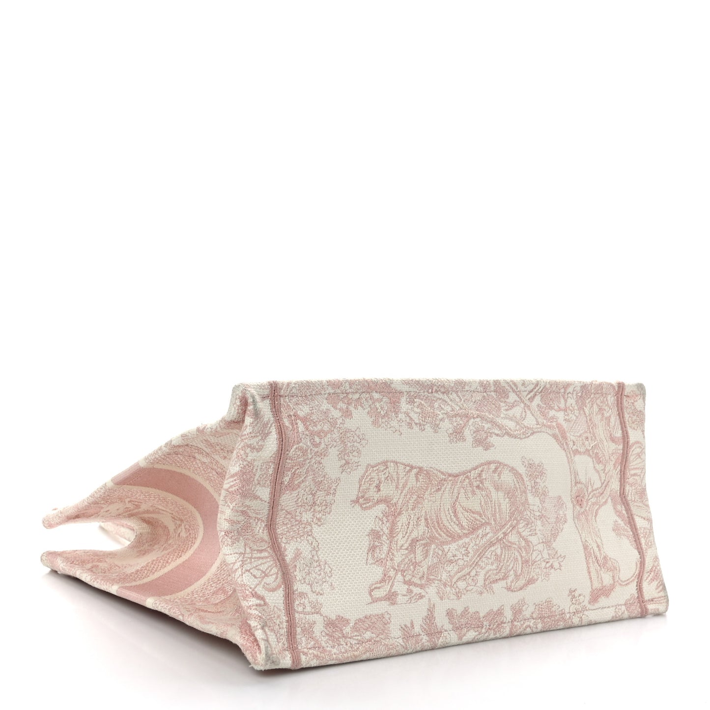 Canvas Toile De Jouy Embroidered Medium Book Tote Pink
