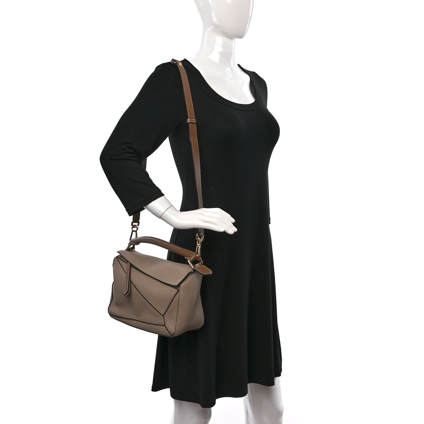 Grained Calfskin Small Puzzle Bag Sand Mink