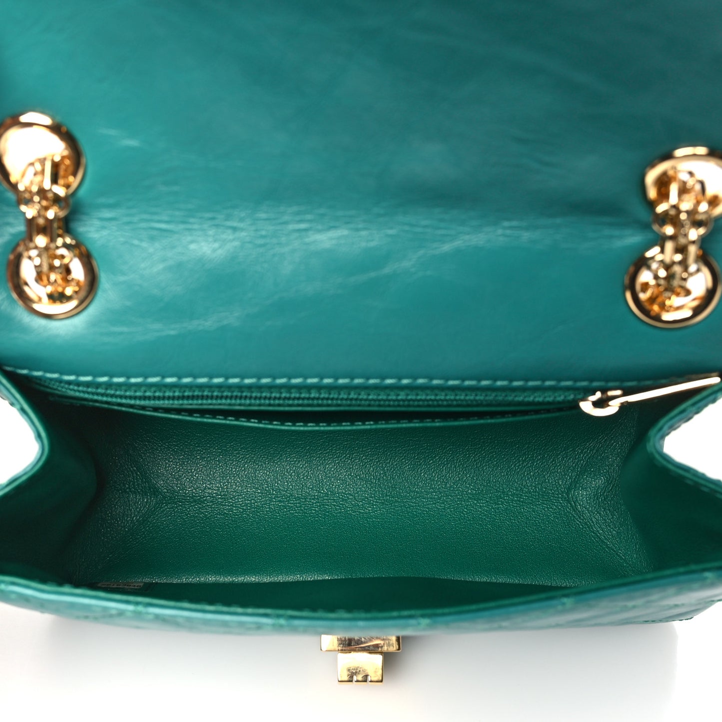 Aged Calfskin Quilted 2.55 Reissue Mini Flap Green