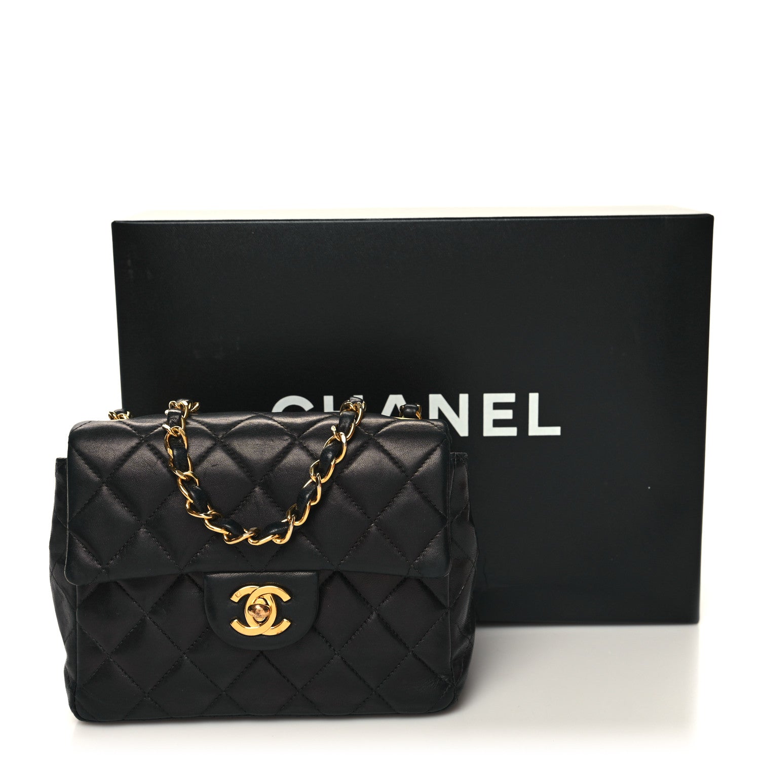 Chanel Lambskin Quilted Mini Square Flap Black 13 of 13