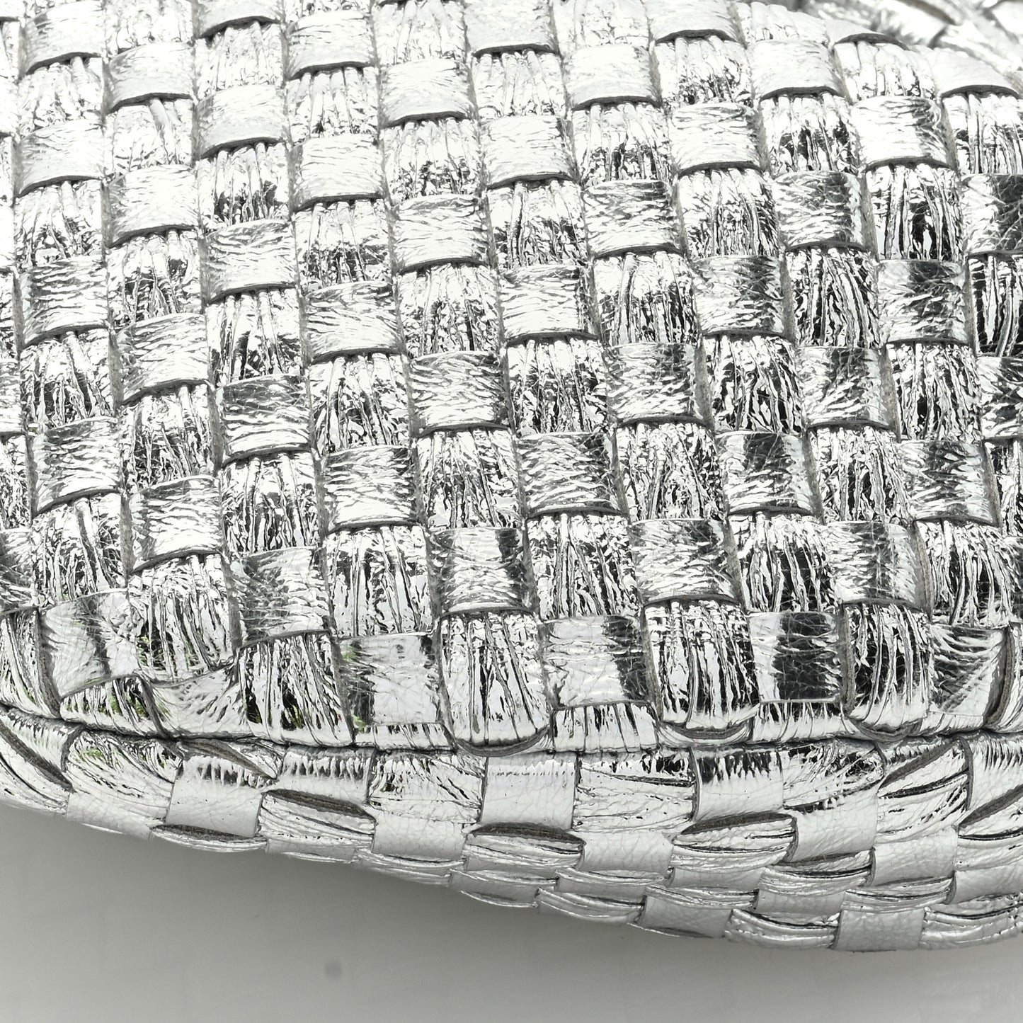 Metallic Nappa Intrecciato Mini Jodie Silver