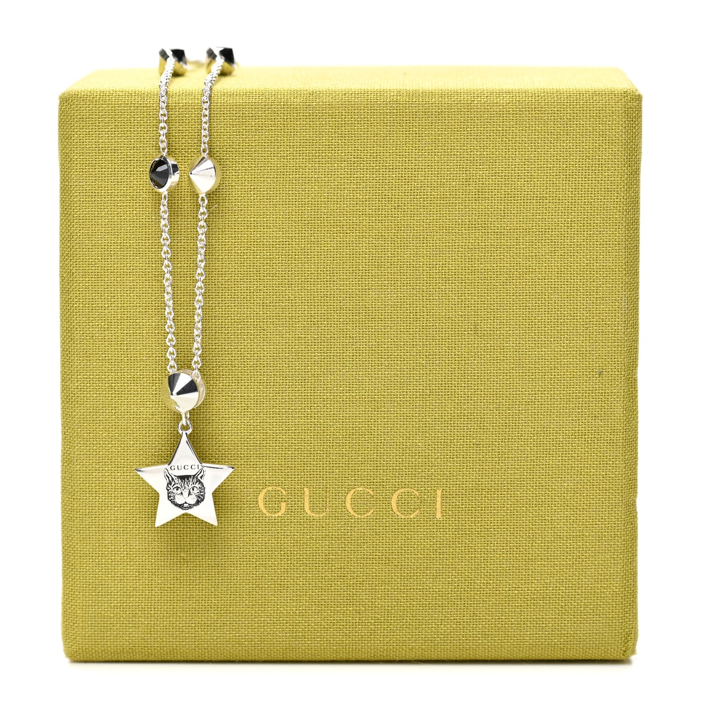 Sterling Silver Black Spinel Blind For Love Star Pendant Necklace