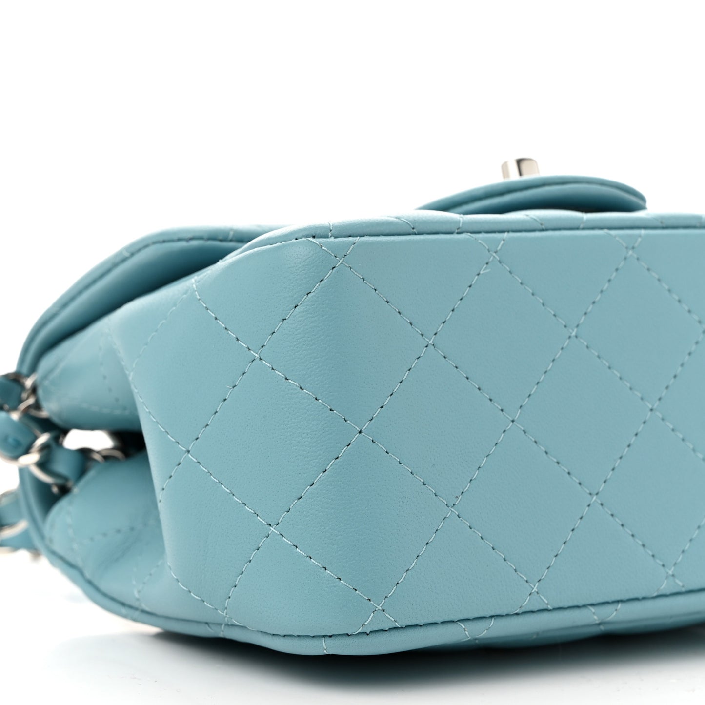 Lambskin Quilted Mini Square Flap Light Blue