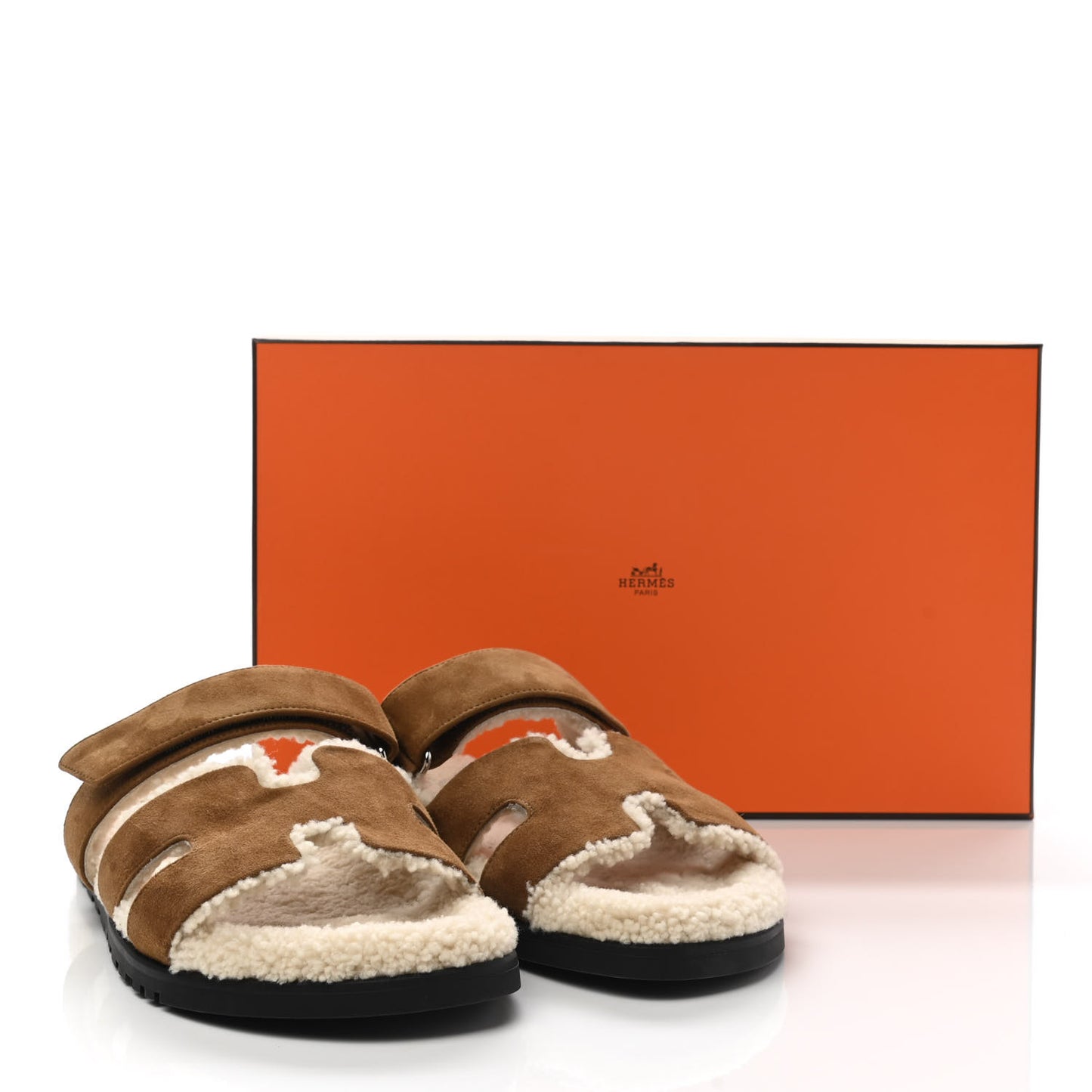 Suede Goatskin Woolskin Mens Chypre Sandals 41 Brun Fume Ecru