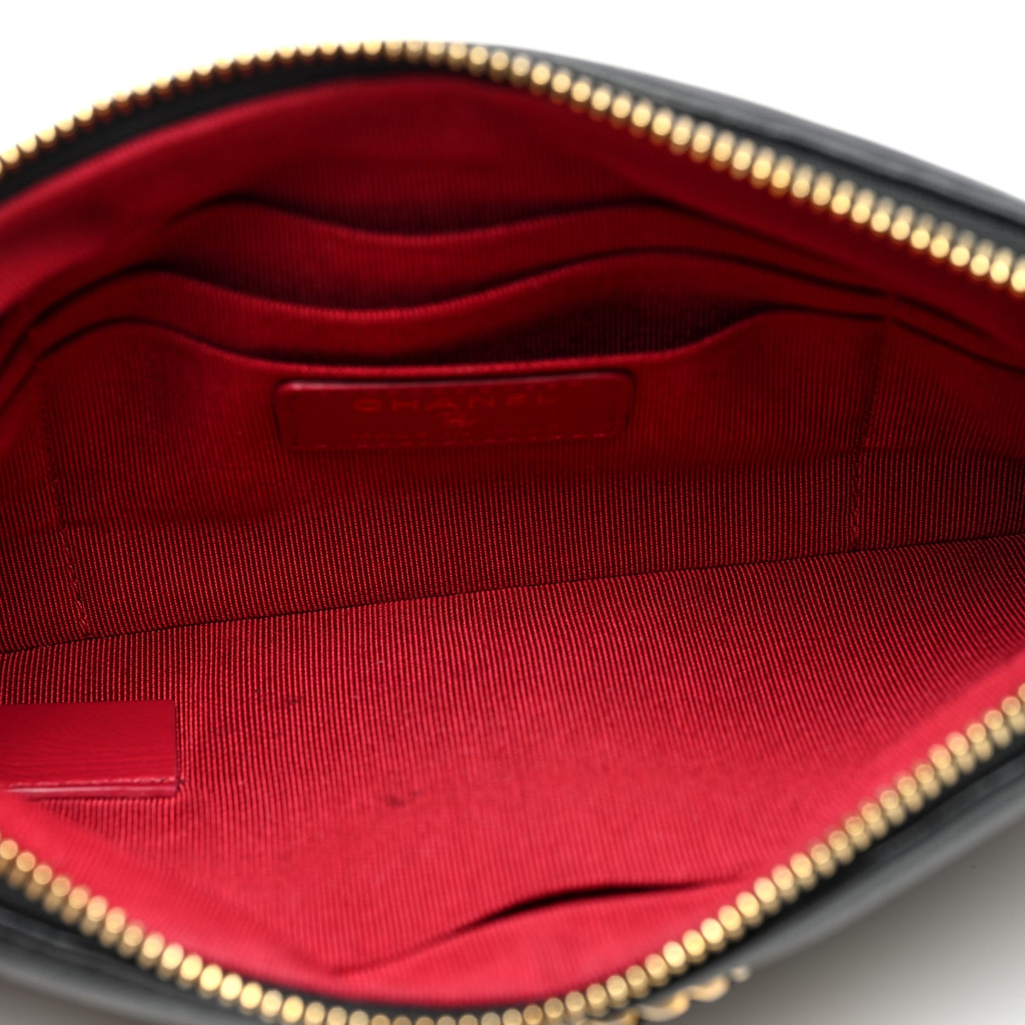 Shiny Goatskin Quilted Small Chanel 19 Pouch Black