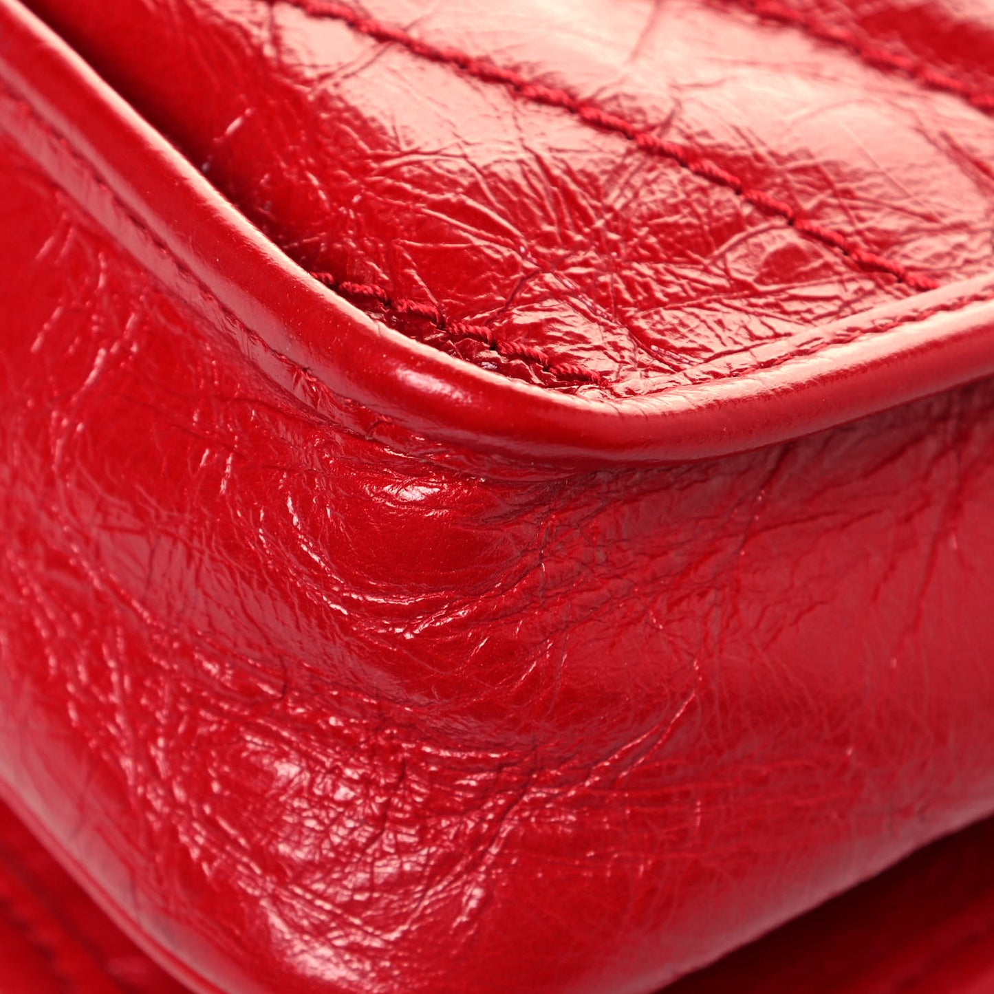 Crinkled Calfskin Matelasse Monogram Niki Chain Wallet Red
