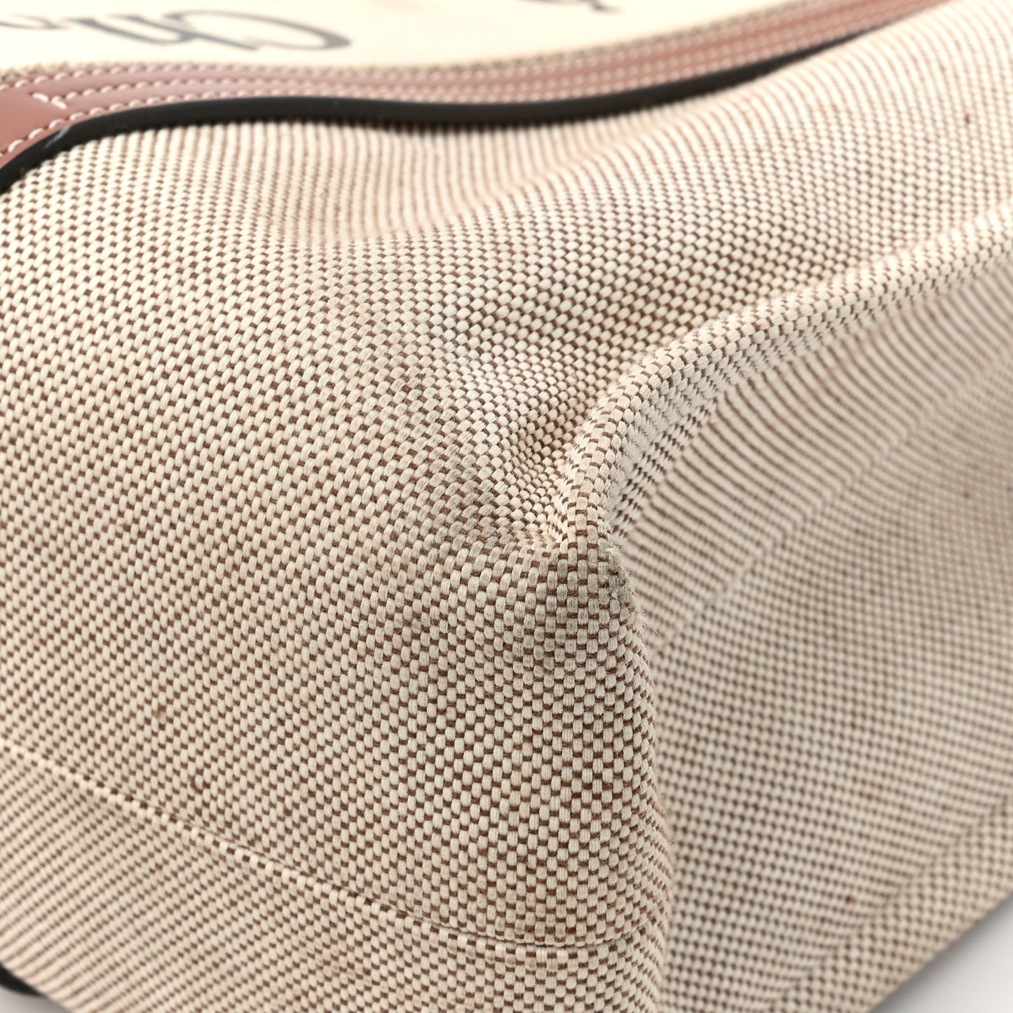 Cotton Calfskin Large Woody Ribbon Tote White Brown