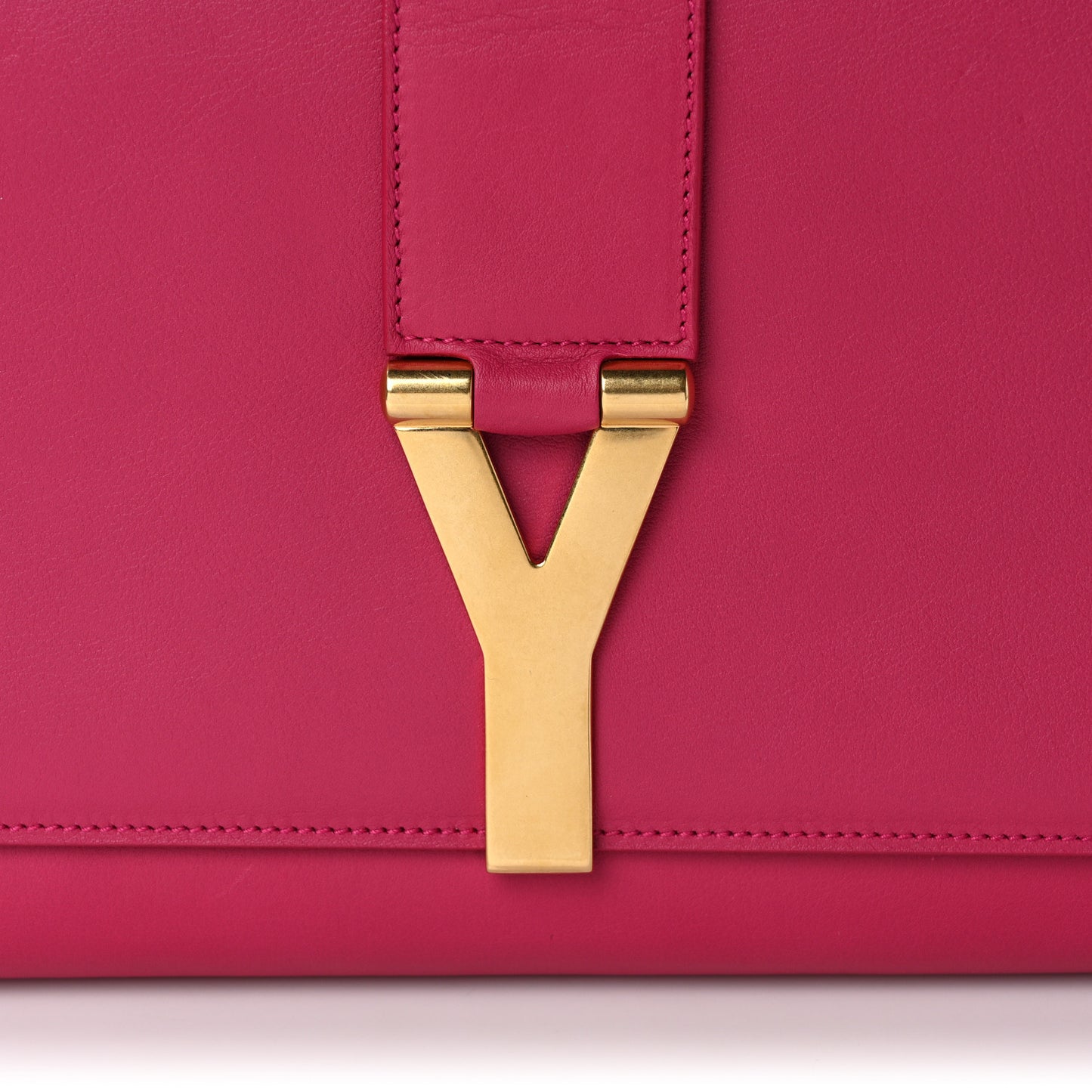 Calfskin Classic Y Ligne Clutch Fuchsia