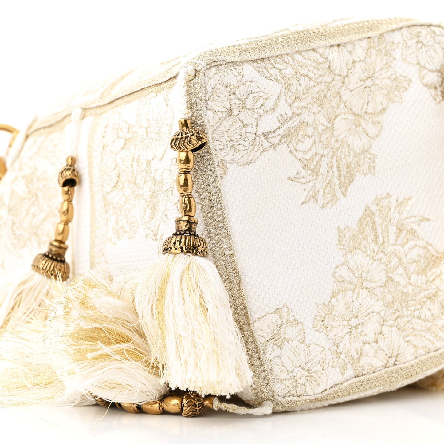 Canvas Embroidered Reve d'Infini Small D-Bubble Bucket Bag Gold