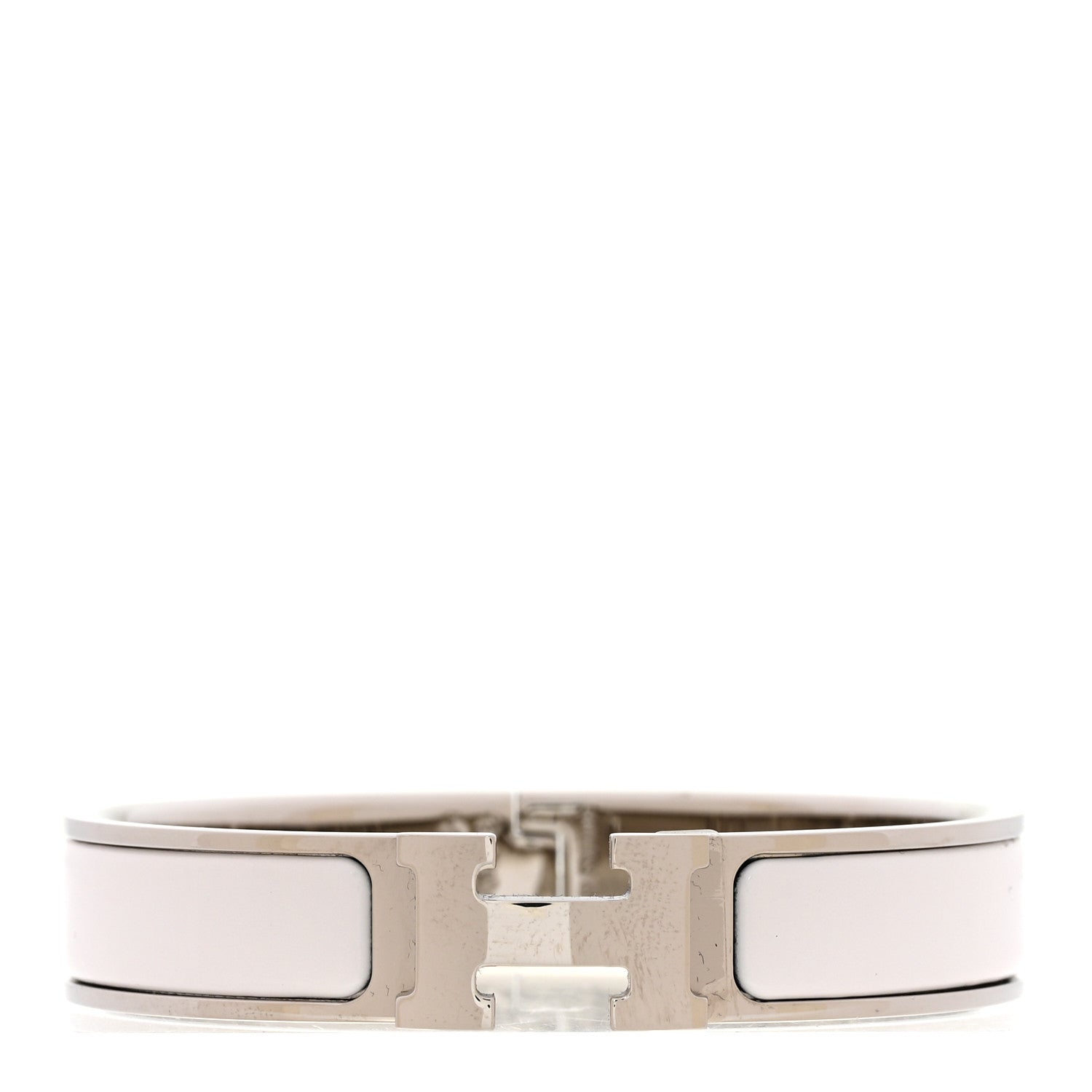 Hermes Enamel Narrow Clic Clac H Bracelet PM White 1918875