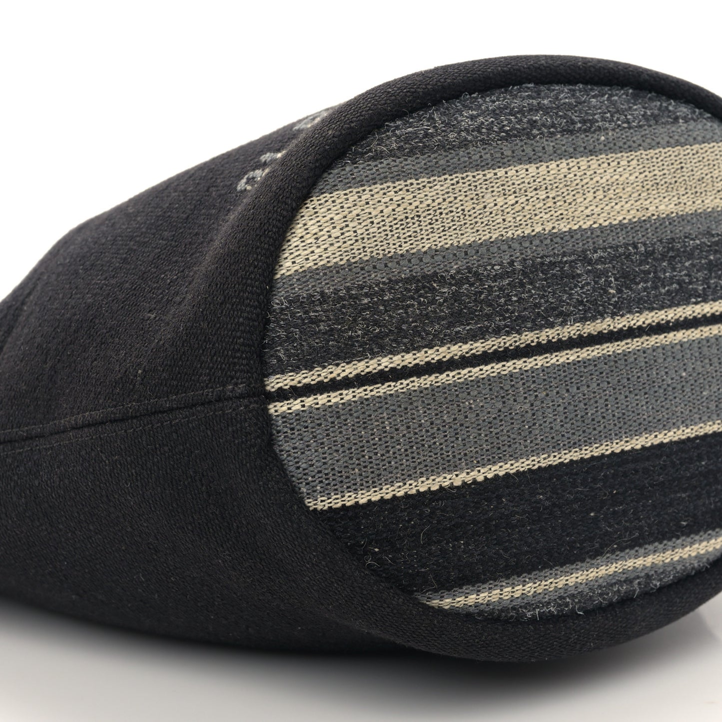Striped Canvas Deauville Drawstring Bag Gray Black