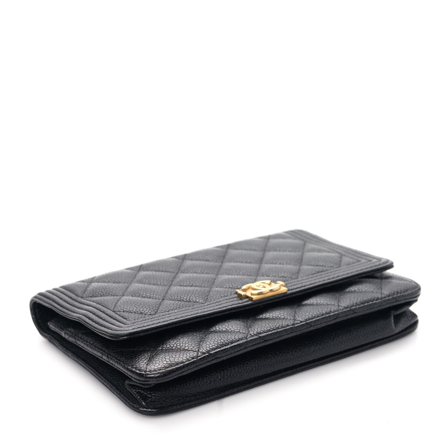 Caviar Quilted Boy Wallet On Chain WOC Black