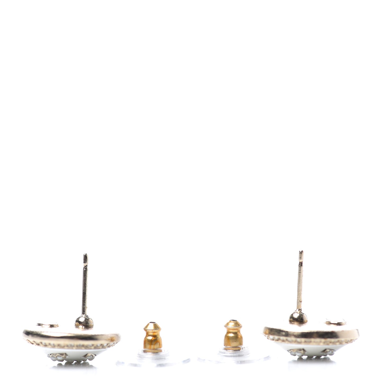 Crystal Pearl CC Round Earrings Gold