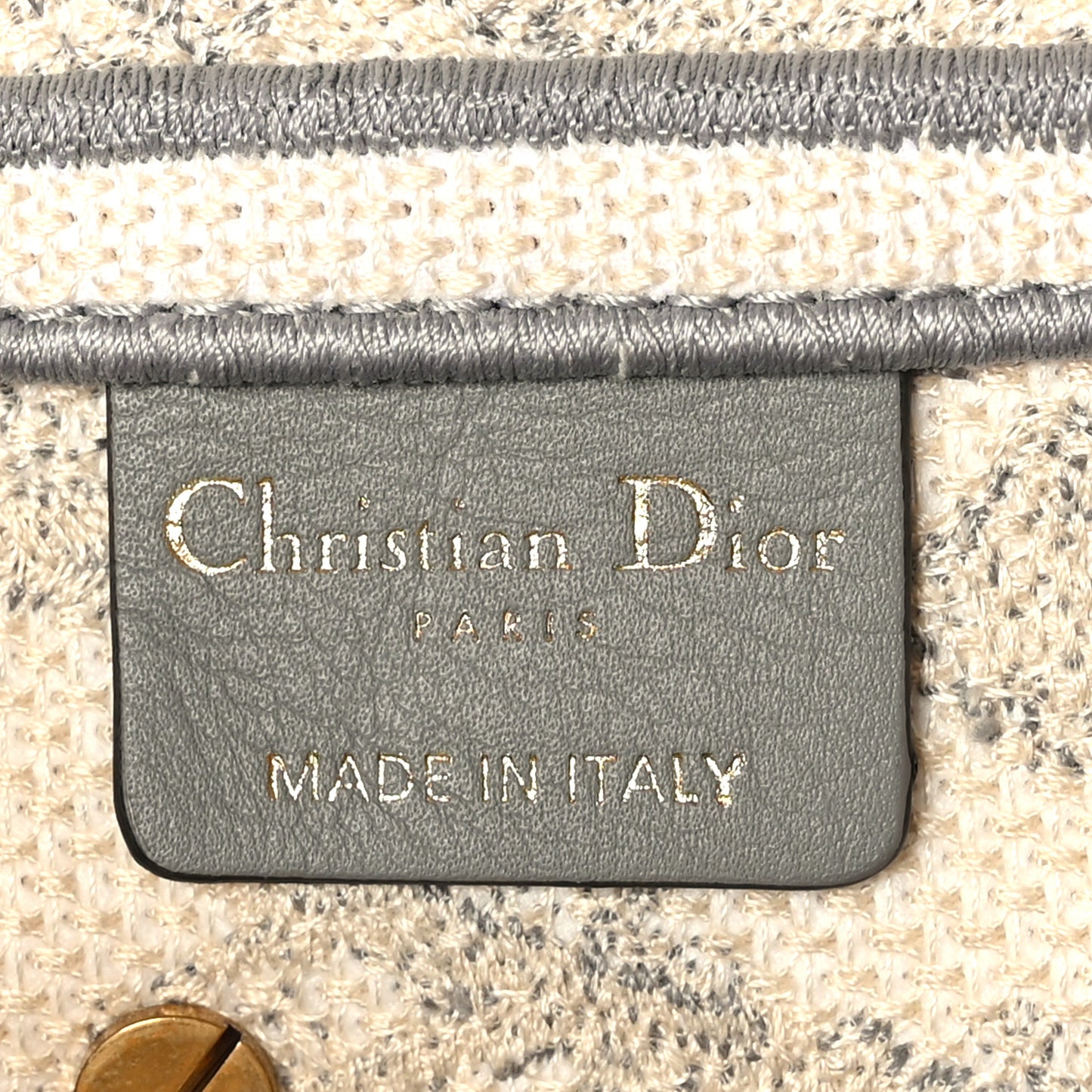 Canvas Embroidered Toile de Jouy Saddle Bag Gray