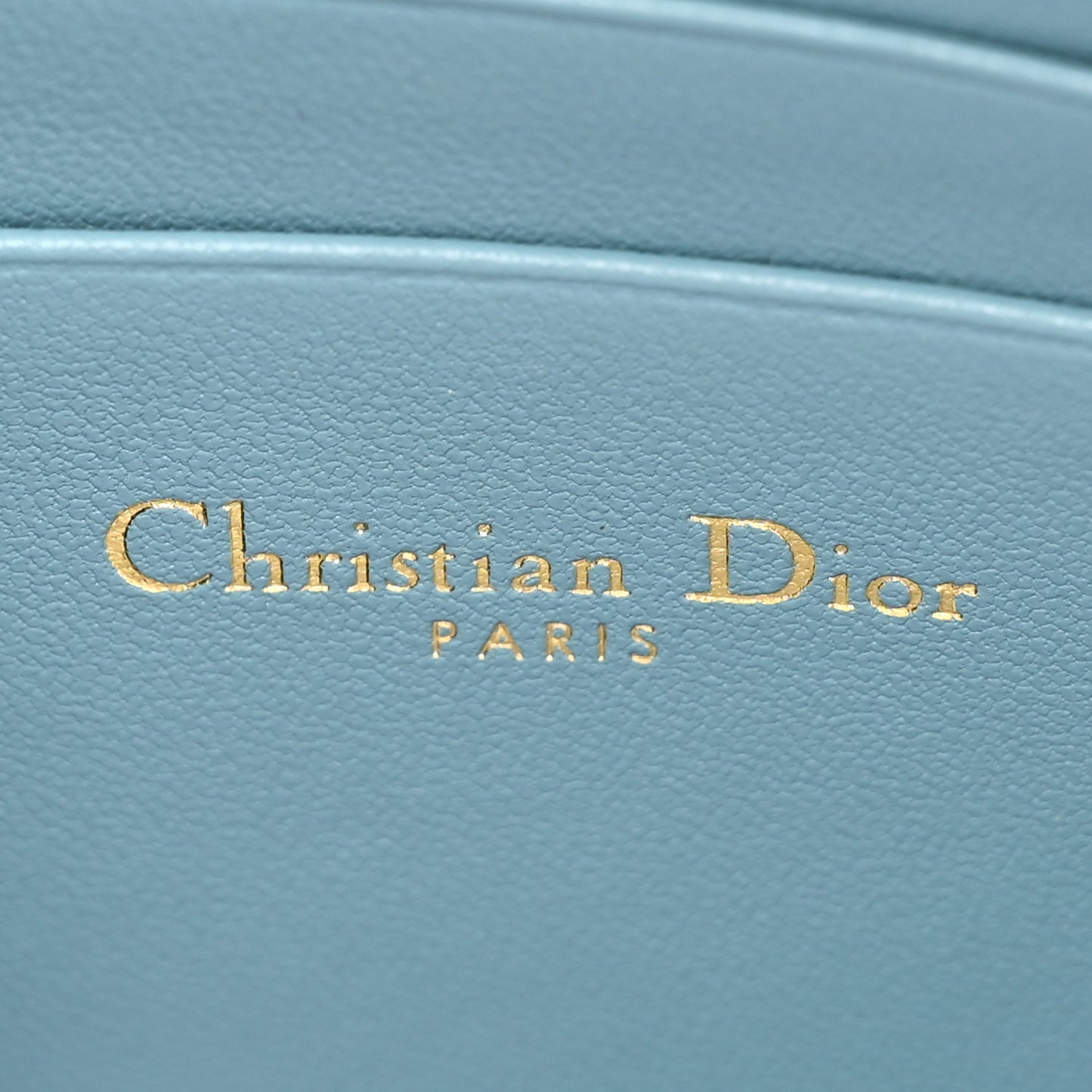 Calfskin Cannage Caro Zipped Pouch With Chain Cloud Blue