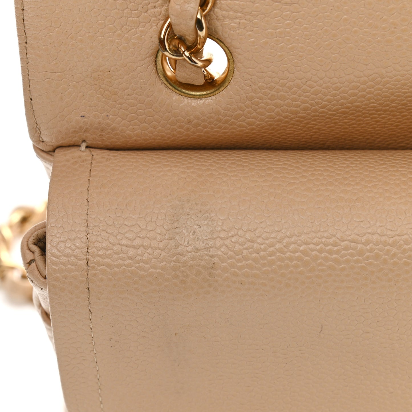 Caviar Quilted Medium Double Flap Beige Clair