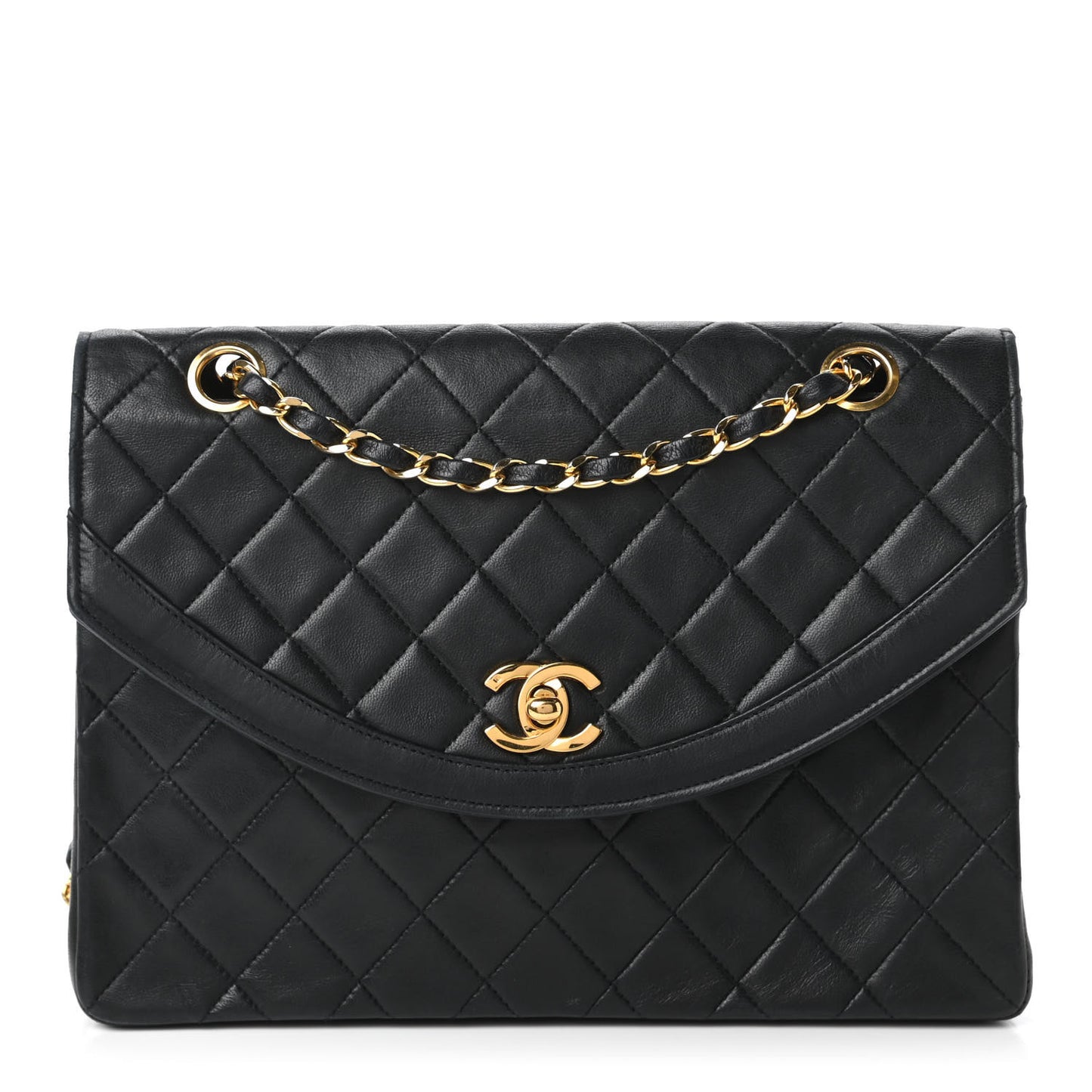 Lambskin Quilted Small Single Flap Black