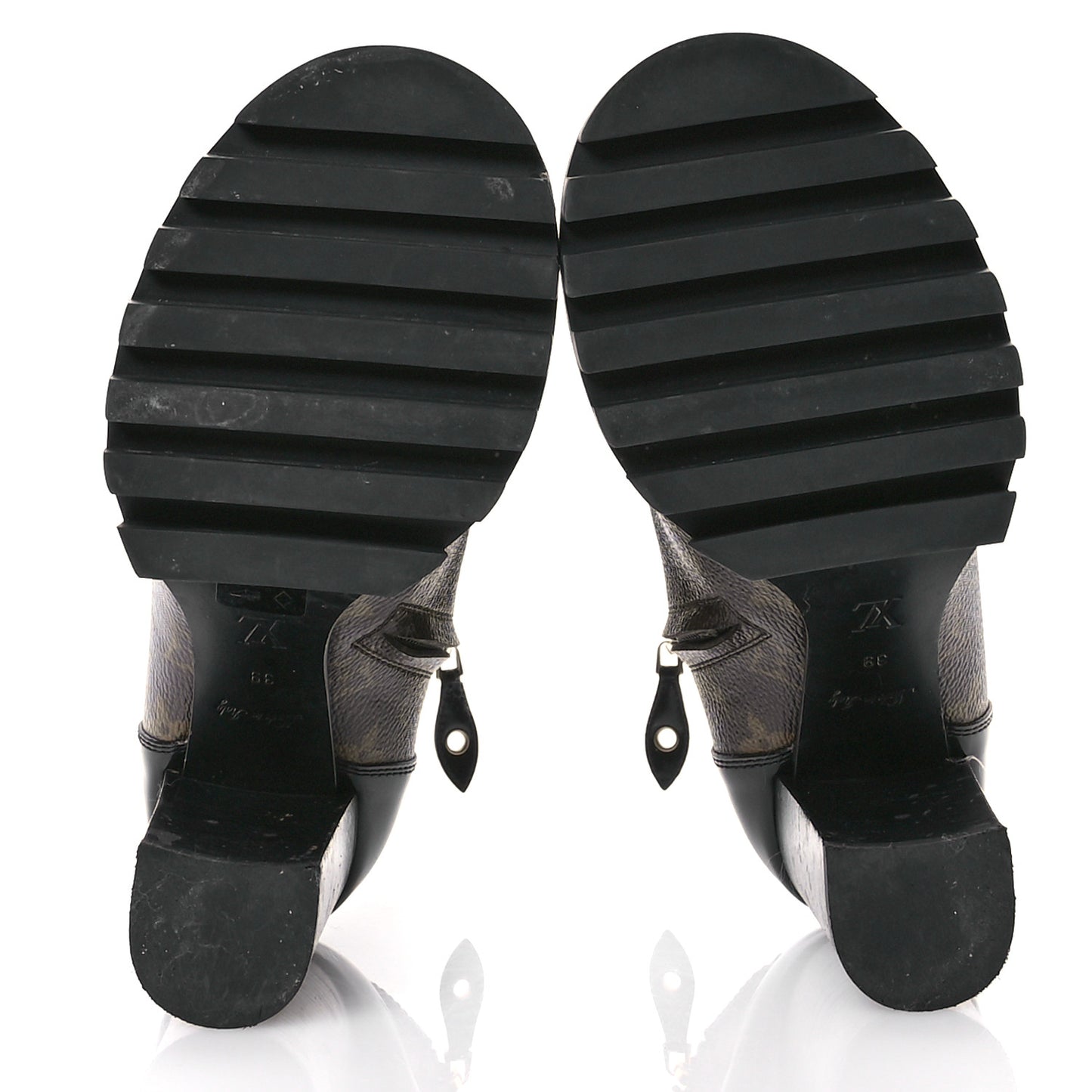 Patent Calfskin Monogram Star Trail Ankle Boots 39 Black