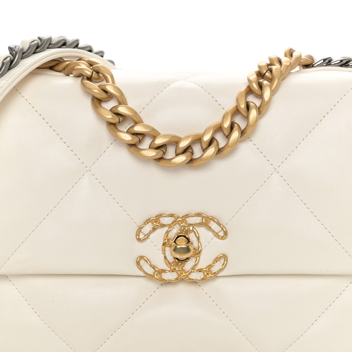 Chanel Lambskin Quilted Medium Chanel 19 Flap White 8 of 12