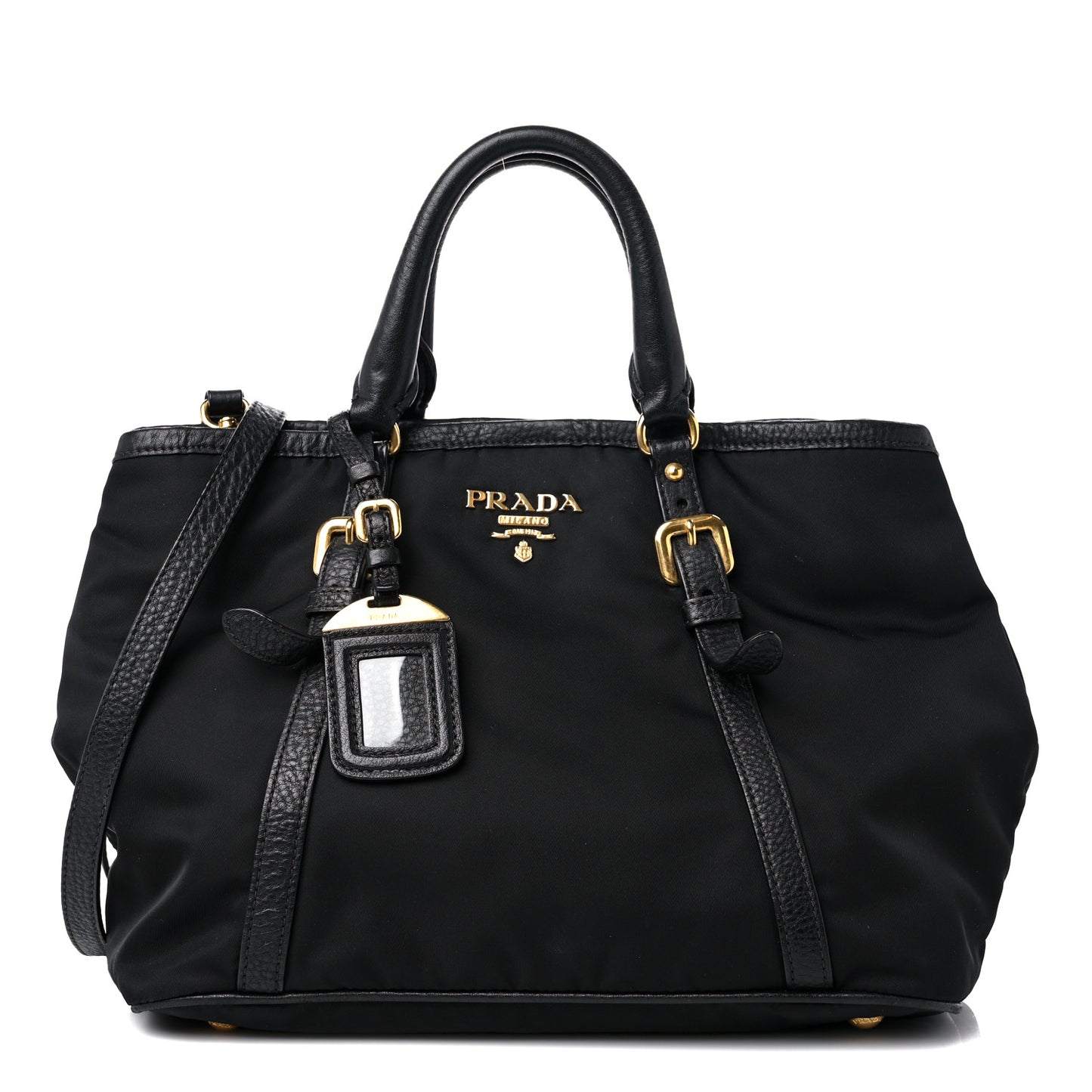 Tessuto Nylon Vitello Daino Tote Black