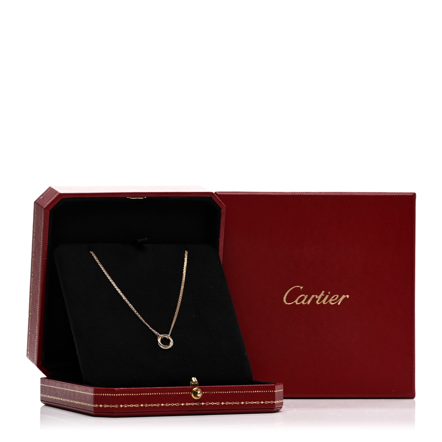 Cartier 18K Pink Yellow White Gold Trinity Double Chain Pendant Necklace 5 of 5